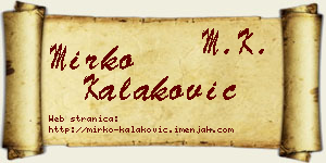 Mirko Kalaković vizit kartica